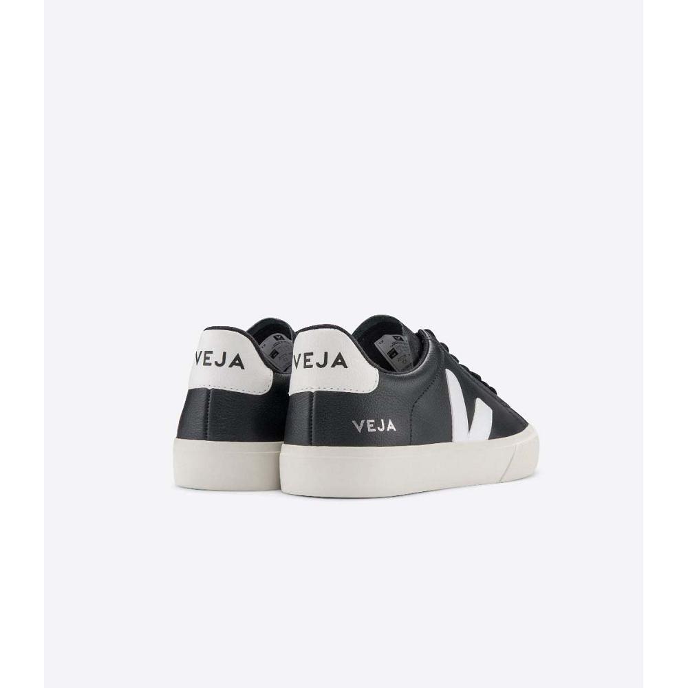 Women's Veja CAMPO CHROMEFREE Low Tops Sneakers Black/White | ZA 595HAP